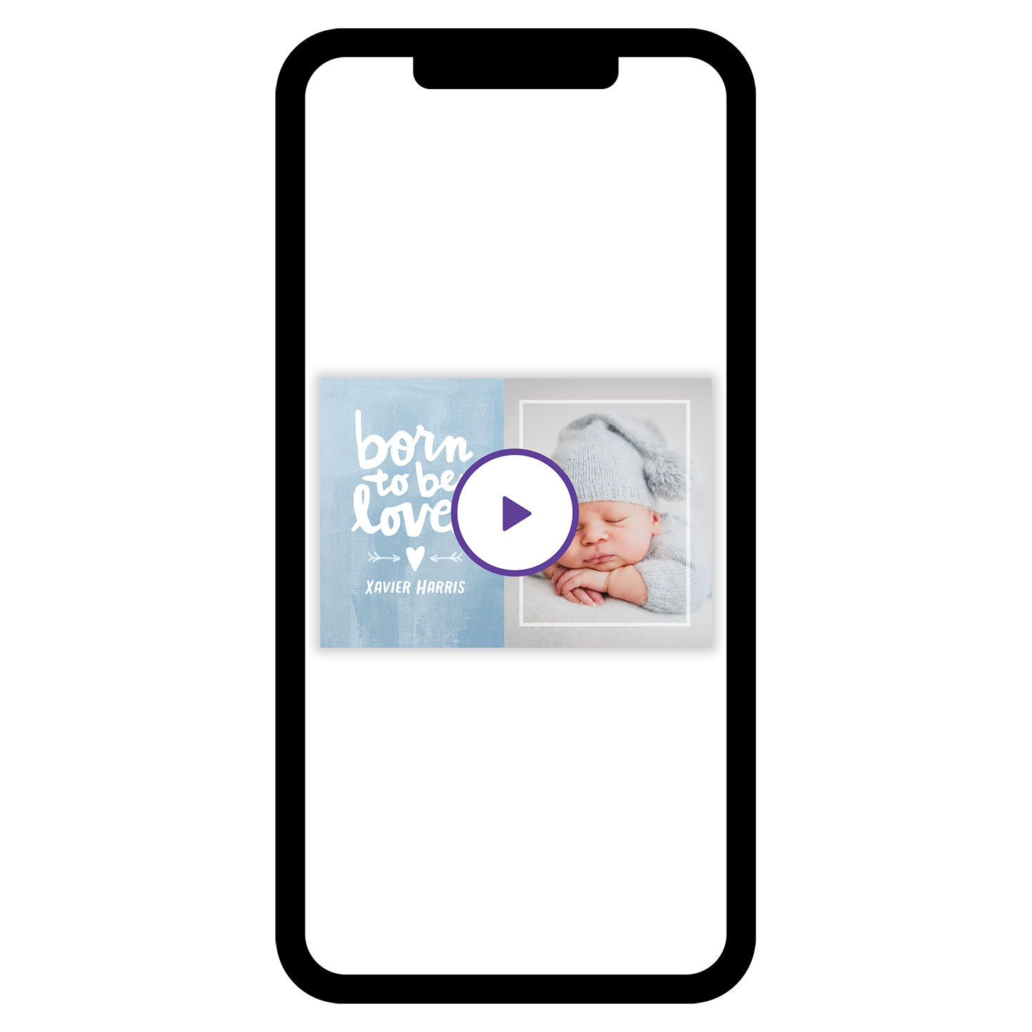 Born to Be Loved Blue New Baby eCard