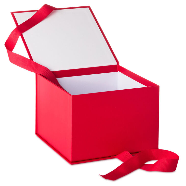 Solid Red Large Square Gift Box open image number 4