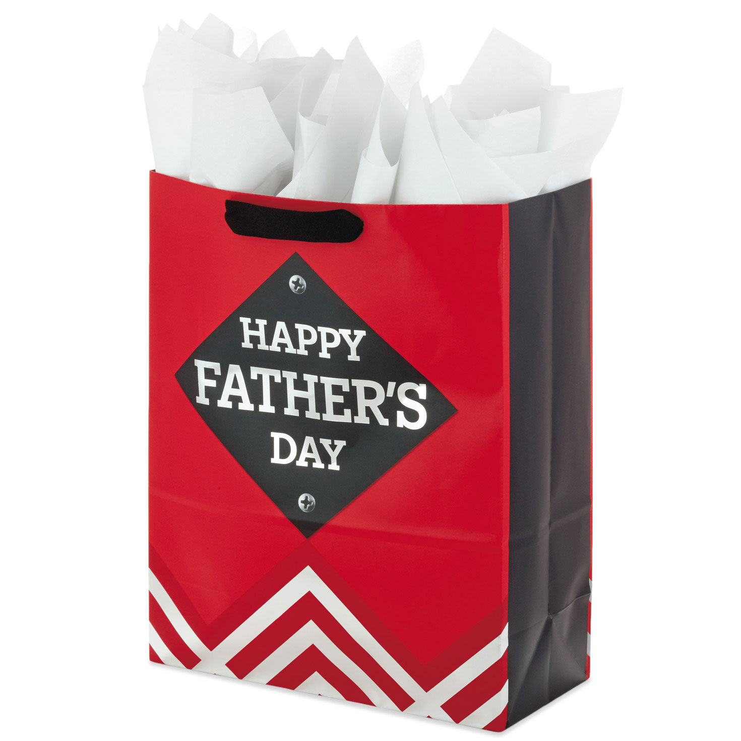 15.5" Red and Black Happy Father's Day Extra-Large Gift Bag With Tissue Paper, , large image number 5