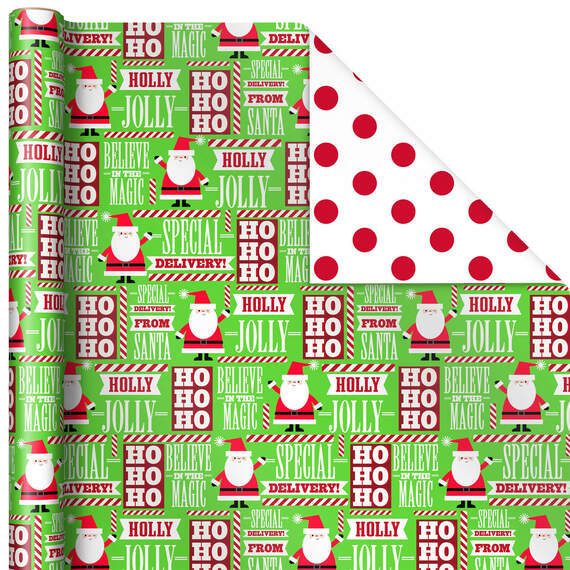 Holly Jolly 2-Pack Reversible Christmas Wrapping Paper, 160 sq. ft., , large image number 3