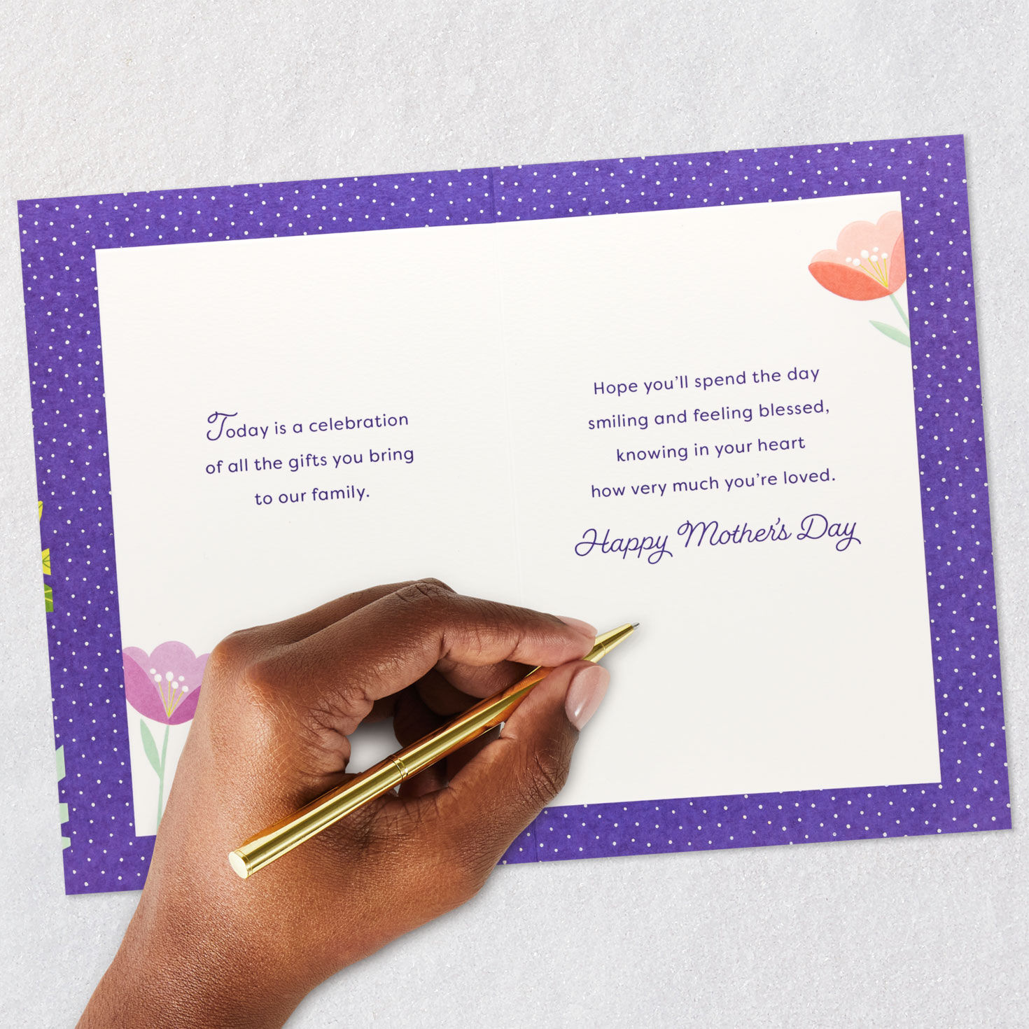 Flowers on Purple Grandma Mother's Day Card Signing card image number 7