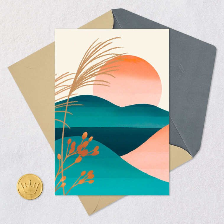 Sunset Landscape Blank Card Card Front with Envelope and Gold Seal image number 4