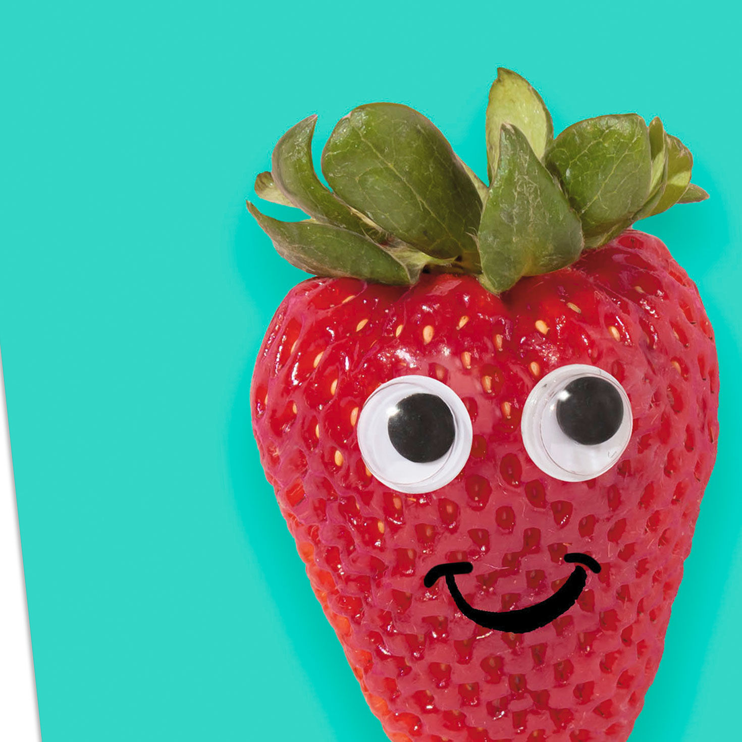 Smiling Strawberry on Teal Mother's Day Card  image number 4