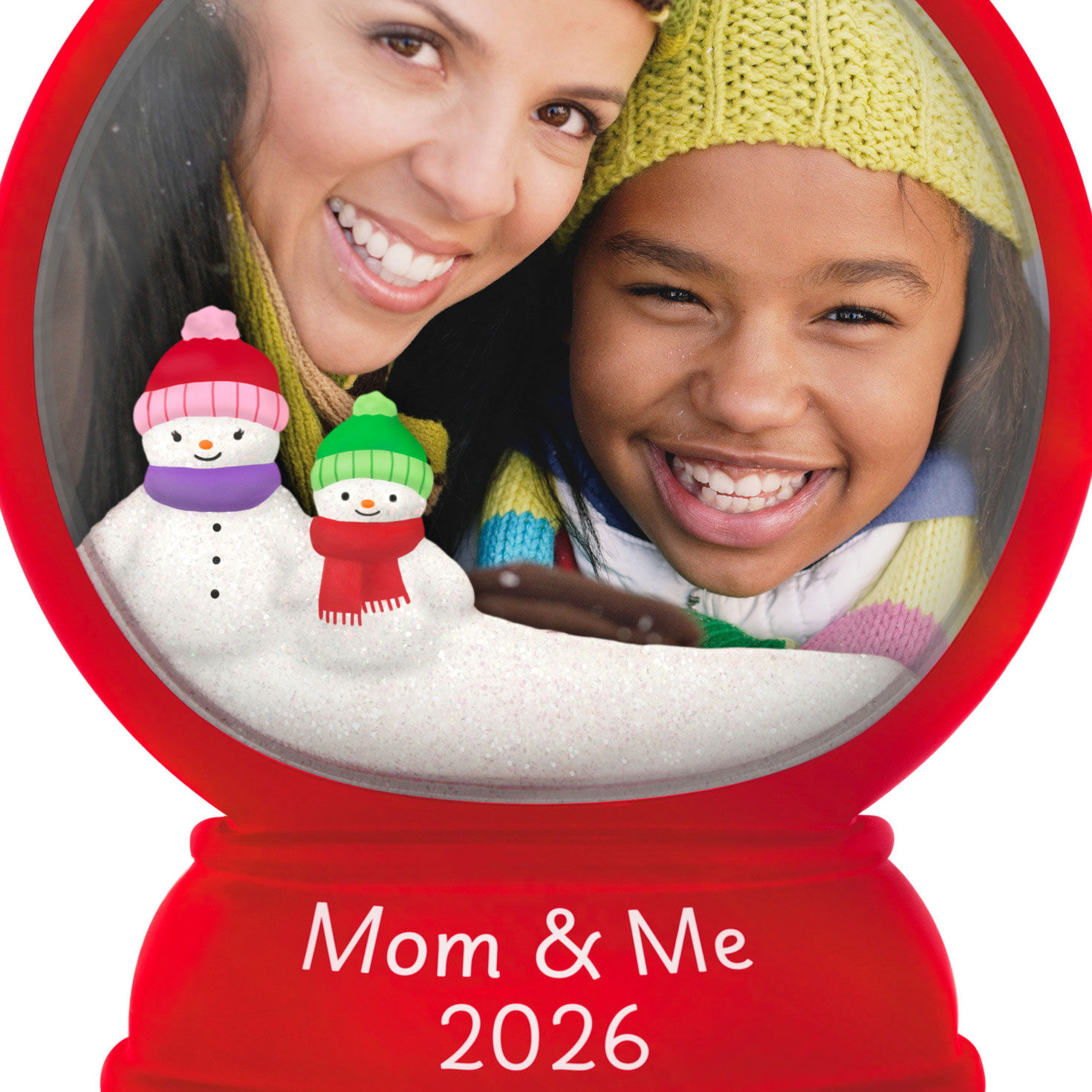 Mom and Me Red Snow Globe Frame Keepsake Ornament upclose view image number 5