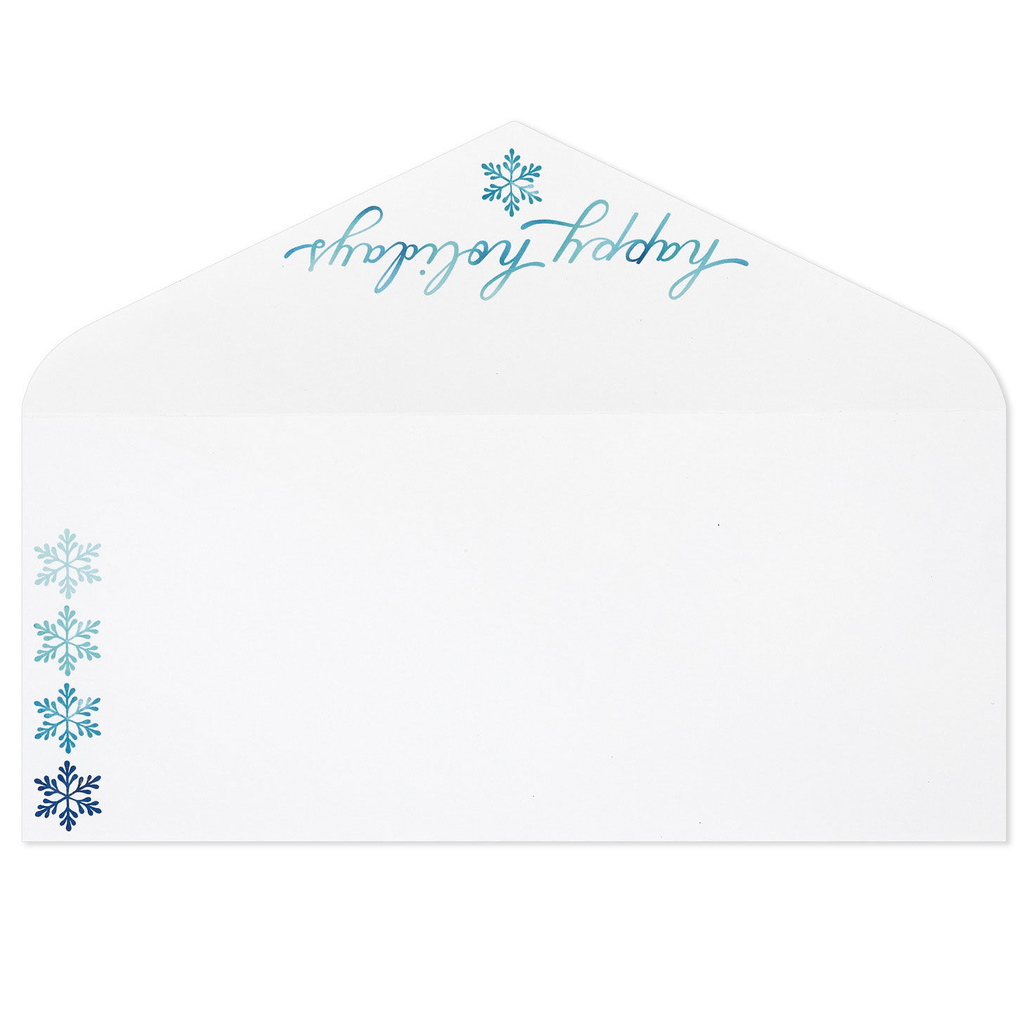 Blue Snowflakes on White Pack of Envelopes envelope front with flap image number 4