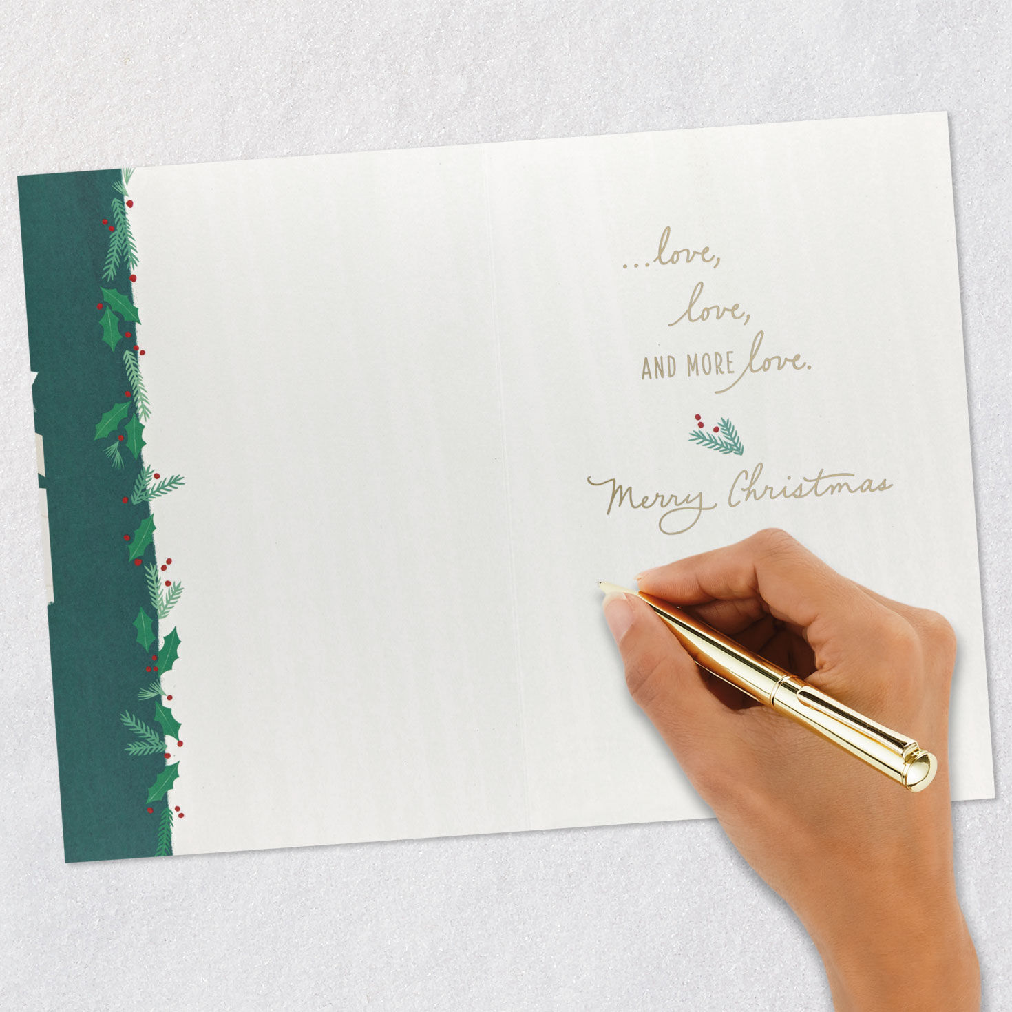 Holiday Table Christmas Card for Son and Wife Signing card image number 6