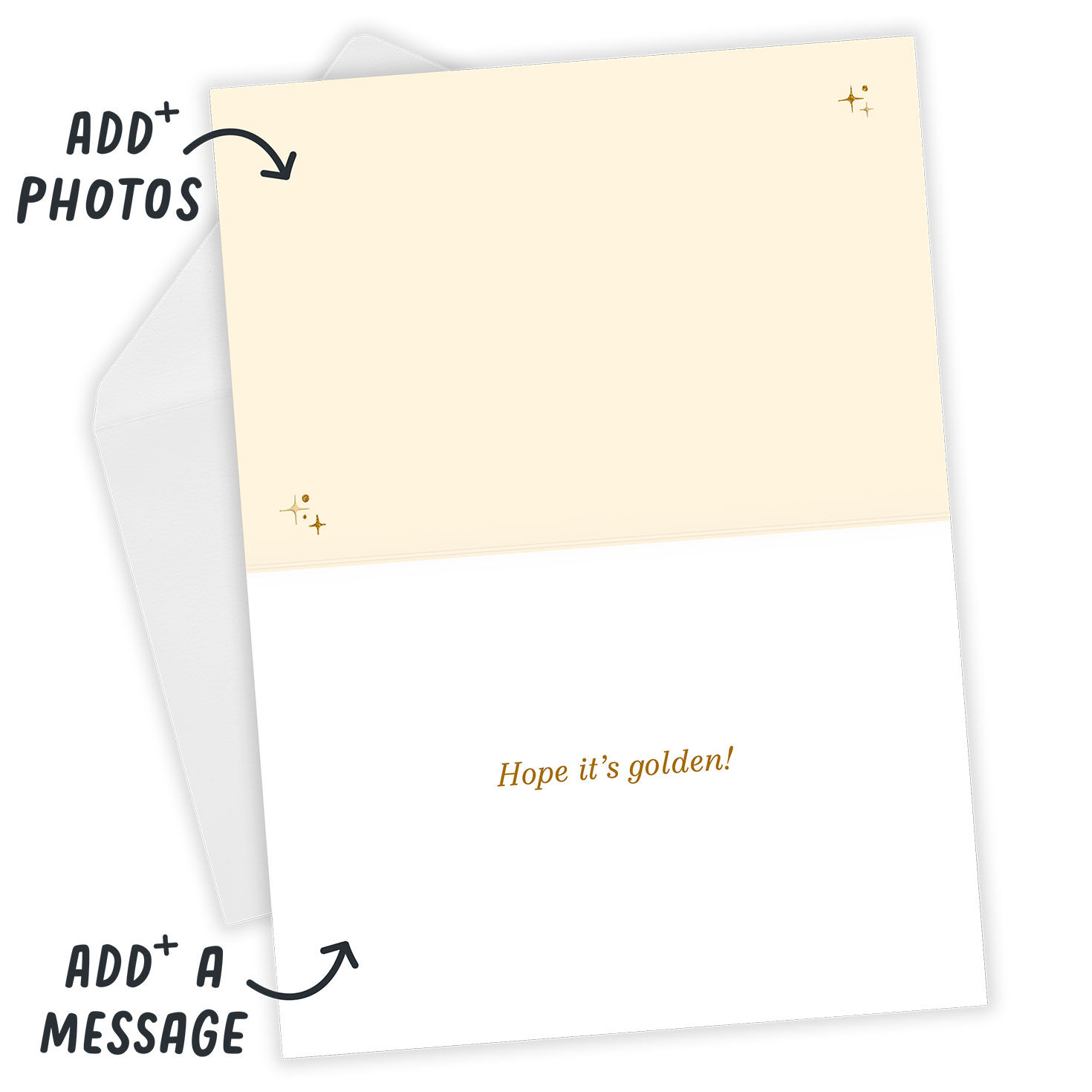 Gold It's Your Day Personalized Birthday Card Open Card with Envelope indicating personalization image number 4