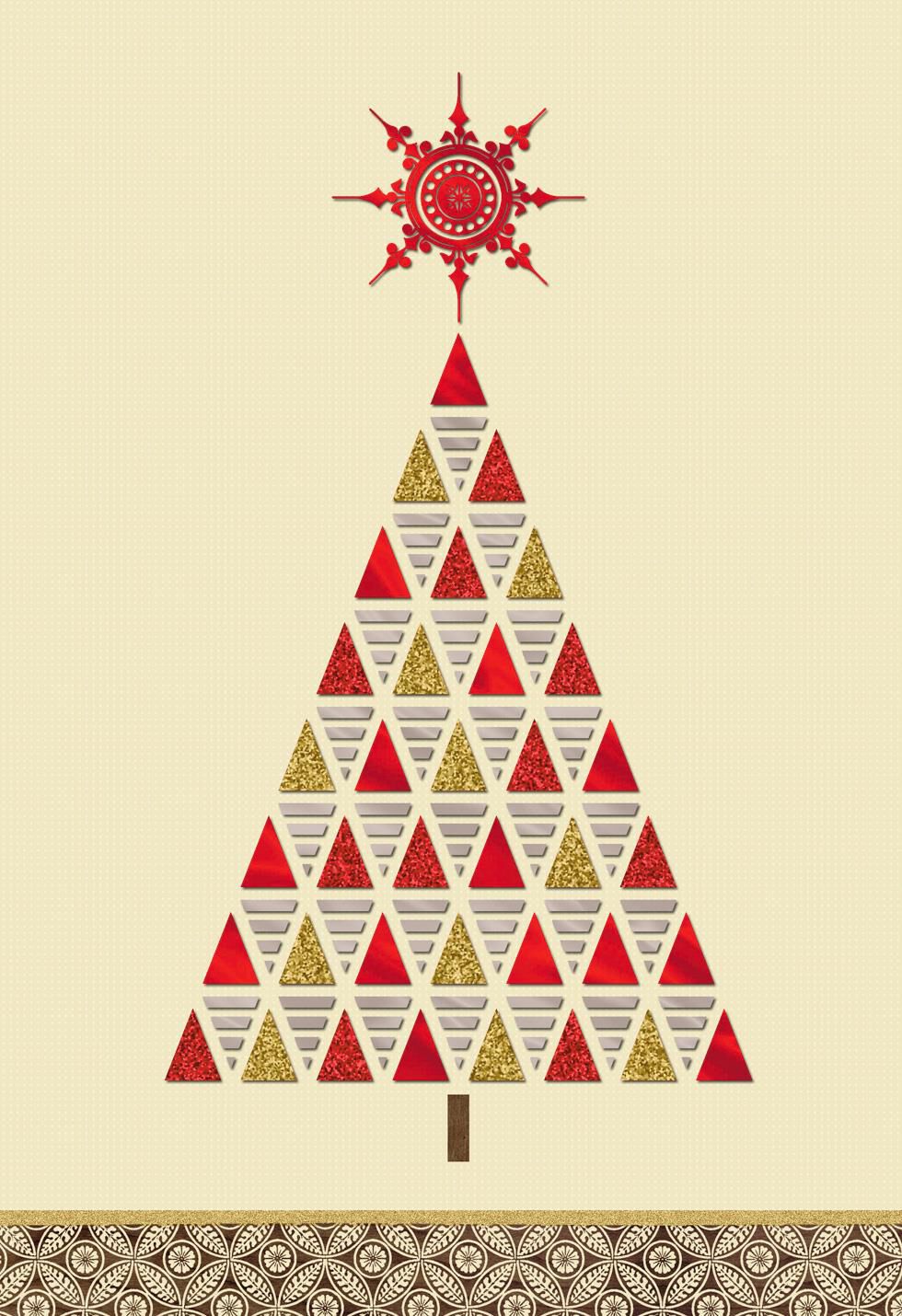 Geometric Tree Blank Christmas Card