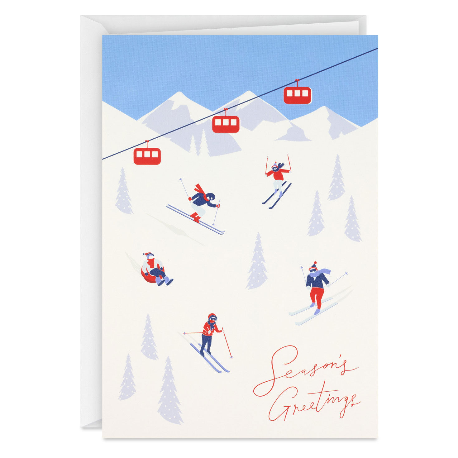 Ski Slopes Boxed Christmas Card Pack card front with envelope image number 2