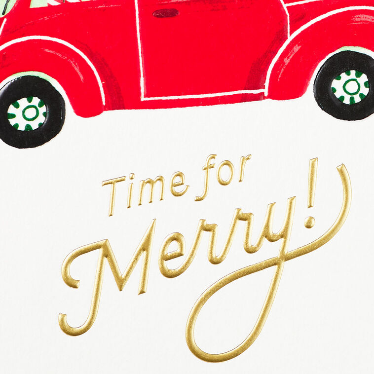 Vintage Car With Gifts Christmas Card Card Front Detail image number 5