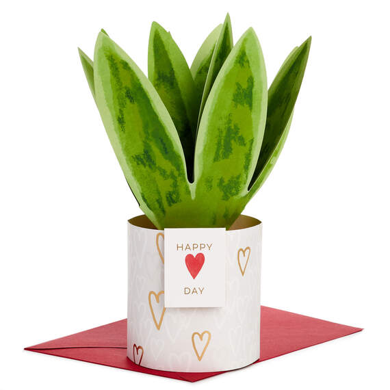 Happy Heart Day Snake Plant 3D Pop-Up Valentine's Day Card, , large image number 1