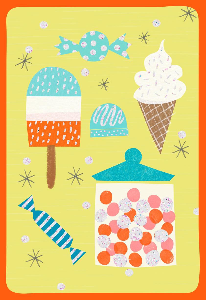 Sweet Treats With Glitter Blank Birthday Card