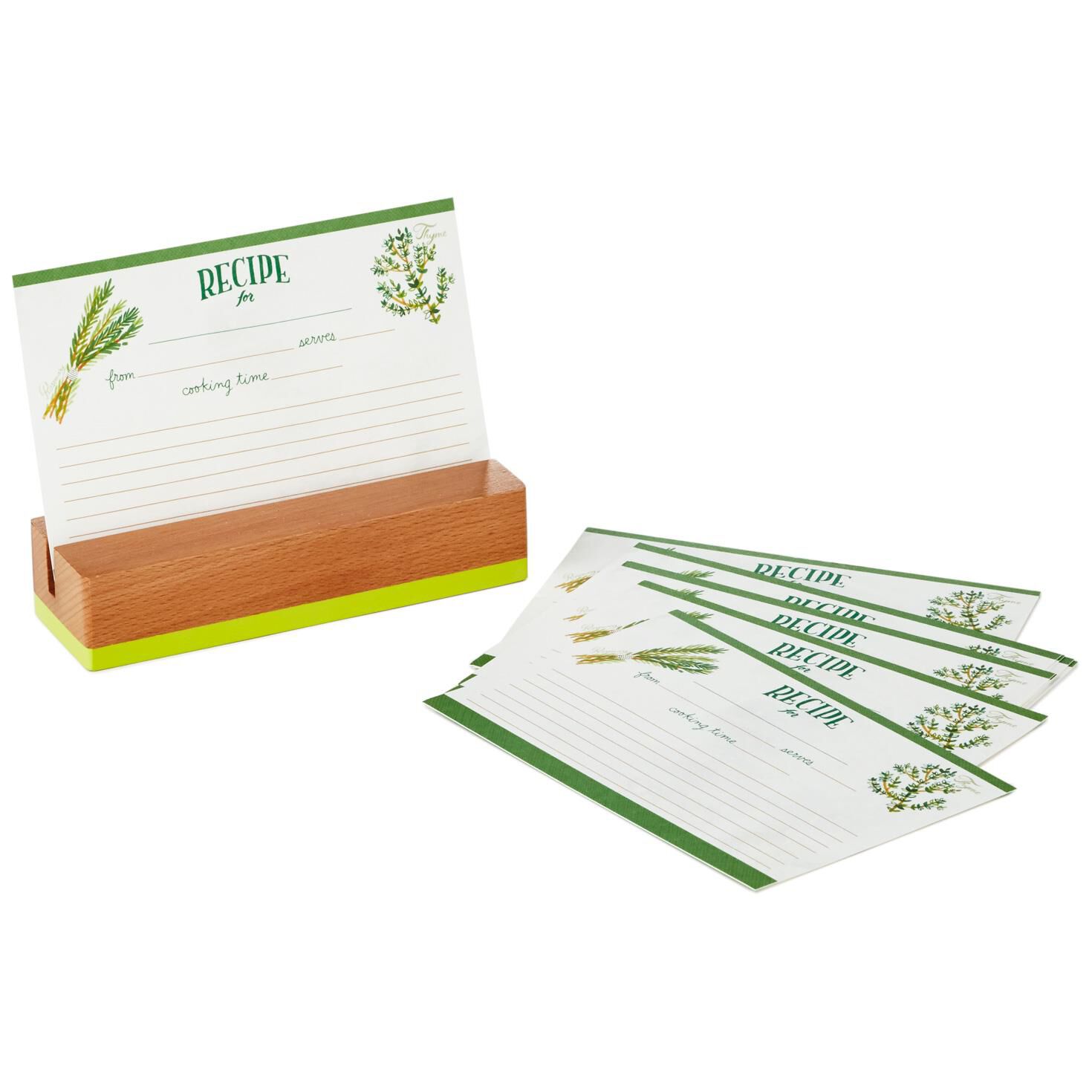 herbs and spices recipe cards and wooden stand gift set recepie cards
