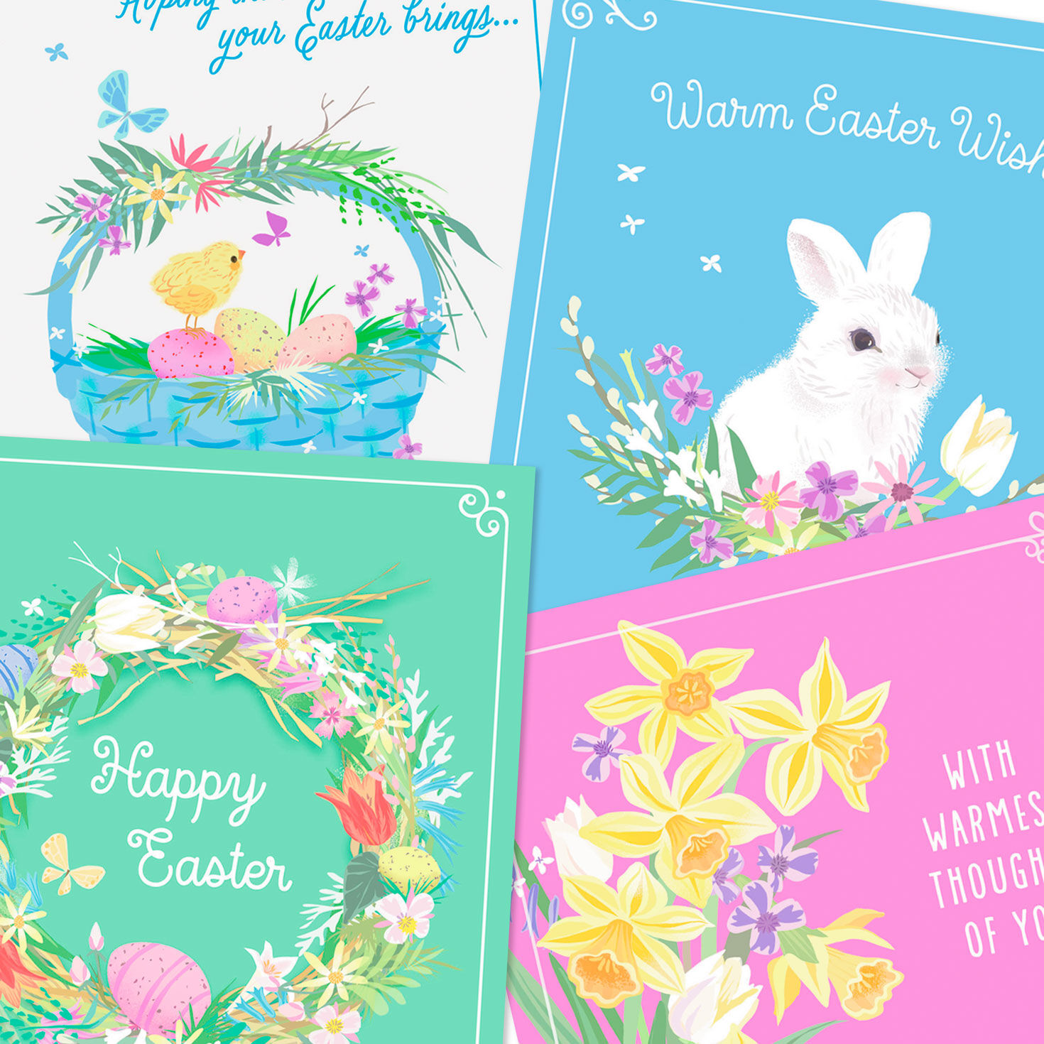 Bunny and Flowers Easter Cards Assortment card front detail image number 4