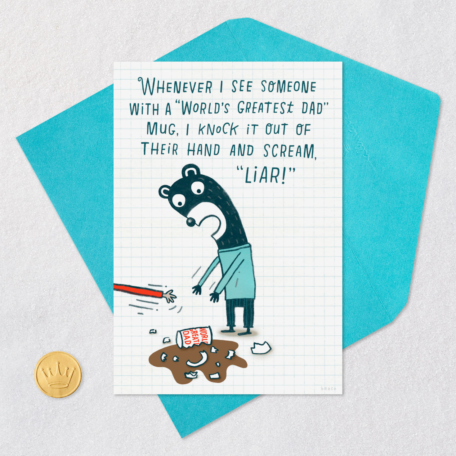 World's Greatest Dad Mug Funny Birthday Card for Dad Card Front with Envelope and Gold Seal image number 5