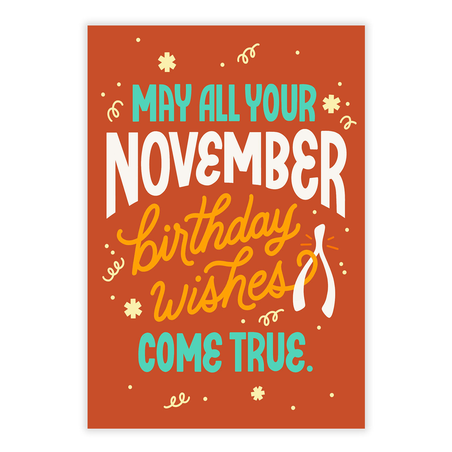 November Wishbone Personalized Birthday Card front image number 2