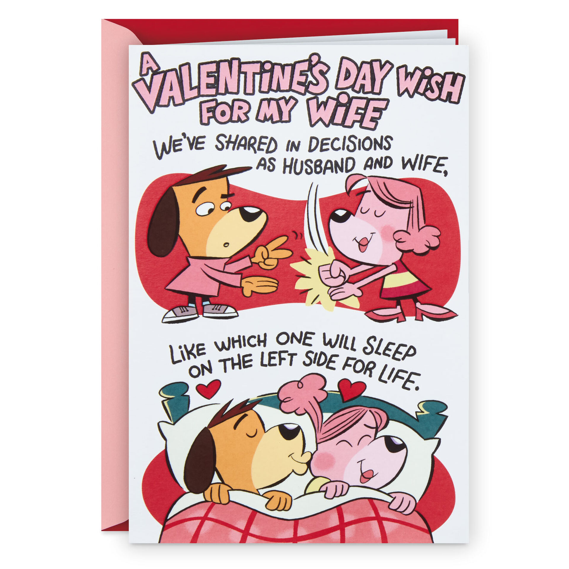 Cartoon Dog Couple Pop-Up Valentine's Day Card for Wife - Greeting
