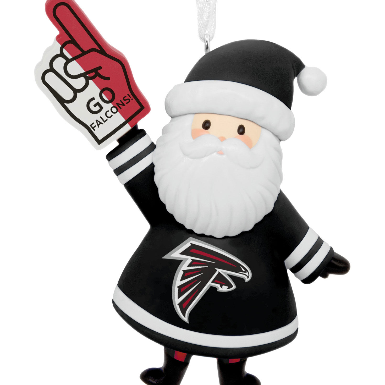 Atlanta Falcons Santa Fan Christmas Ornament closeup view image number 5
