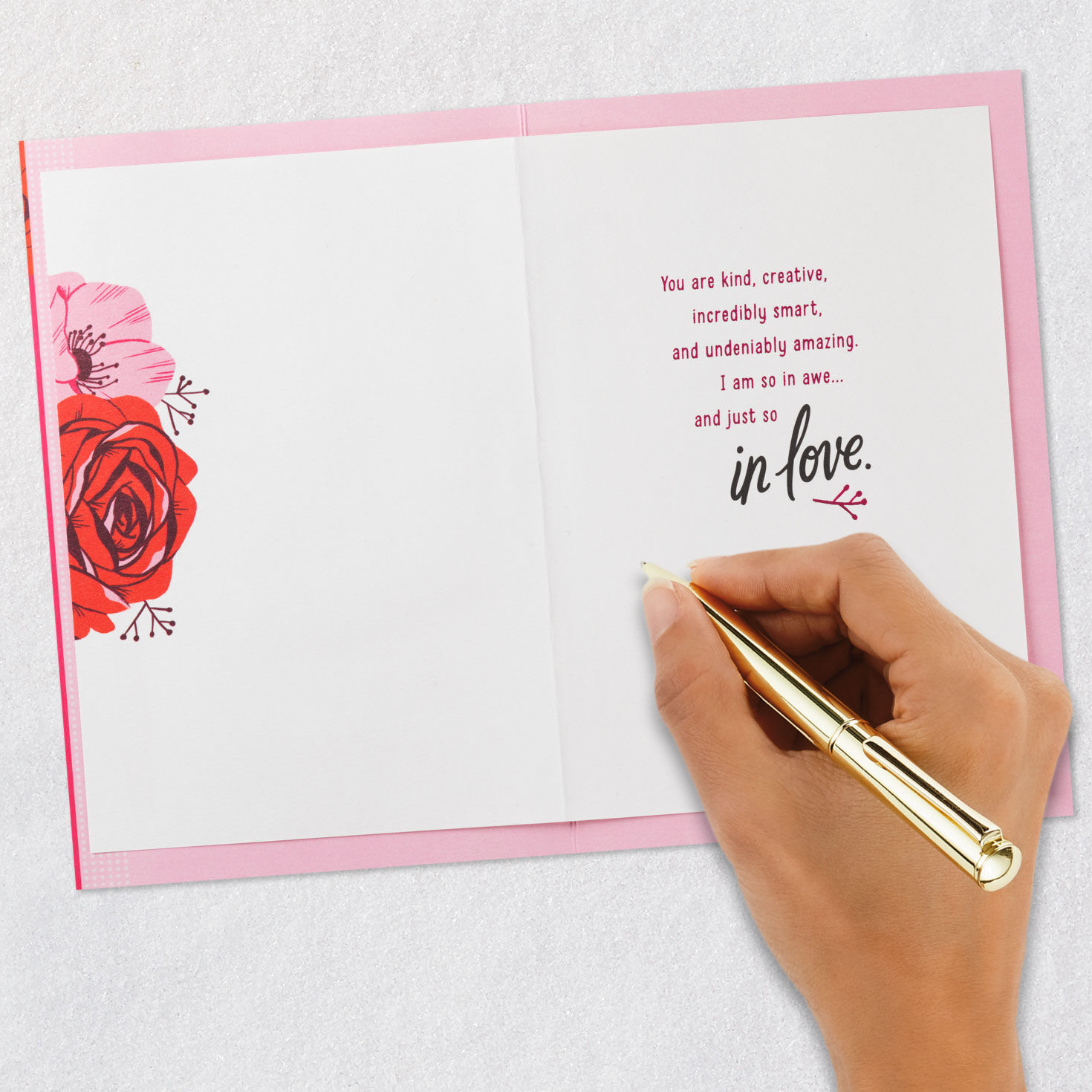 Vintage Roses and Heart Valentine's Day Card for Wife Signing card image number 6