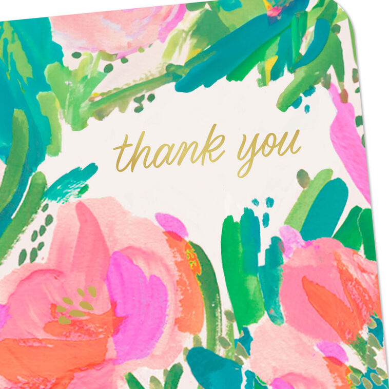 Painted Flowers Blank Thank You Card Card Front Detail image number 3