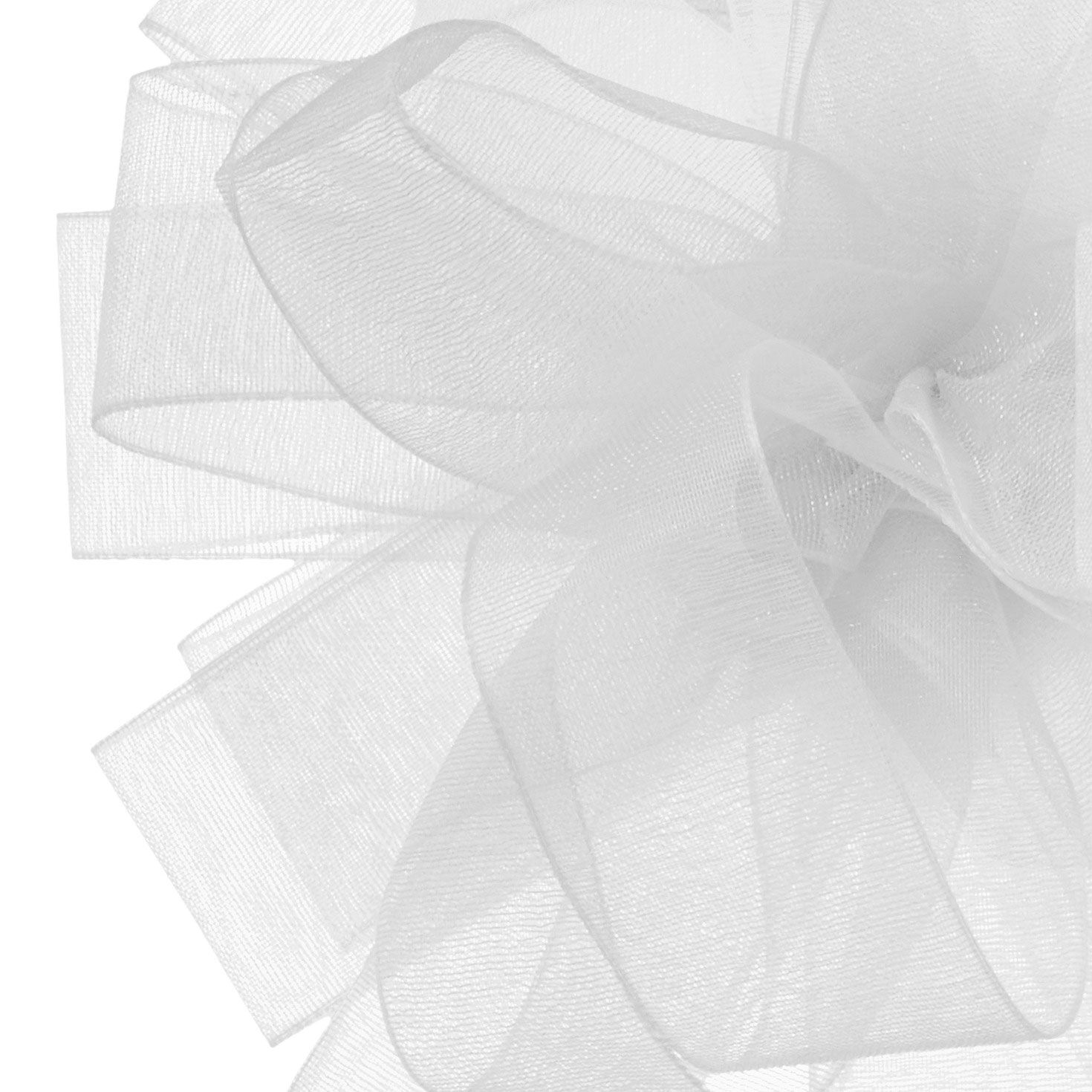 4.6" White Sheer Ribbon Gift Bow, , large image number 5