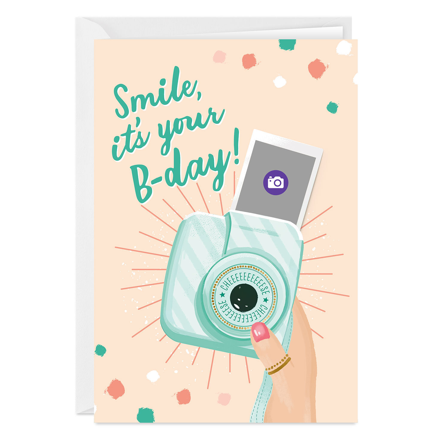Retro Camera Personalized Birthday Card Card Front indicating personalization image number 3