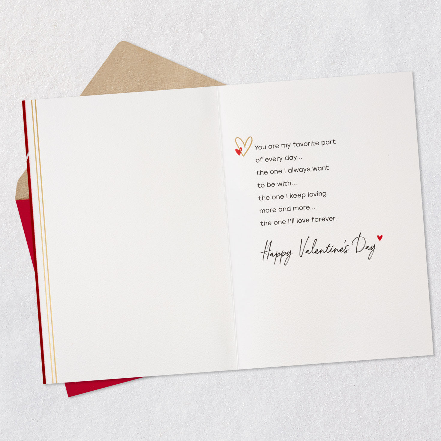 Flocked Red and Silver Love You Valentine's Day Card Open card with envelope image number 3