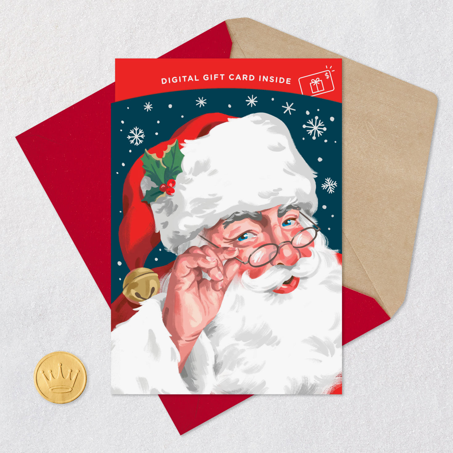 Traditional Santa Digital Gift Card Christmas Card Card with envelope and Seal image number 8