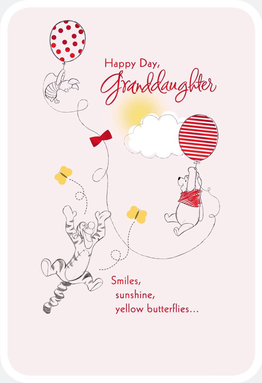 Winnie the Pooh Birthday Card for Granddaughter