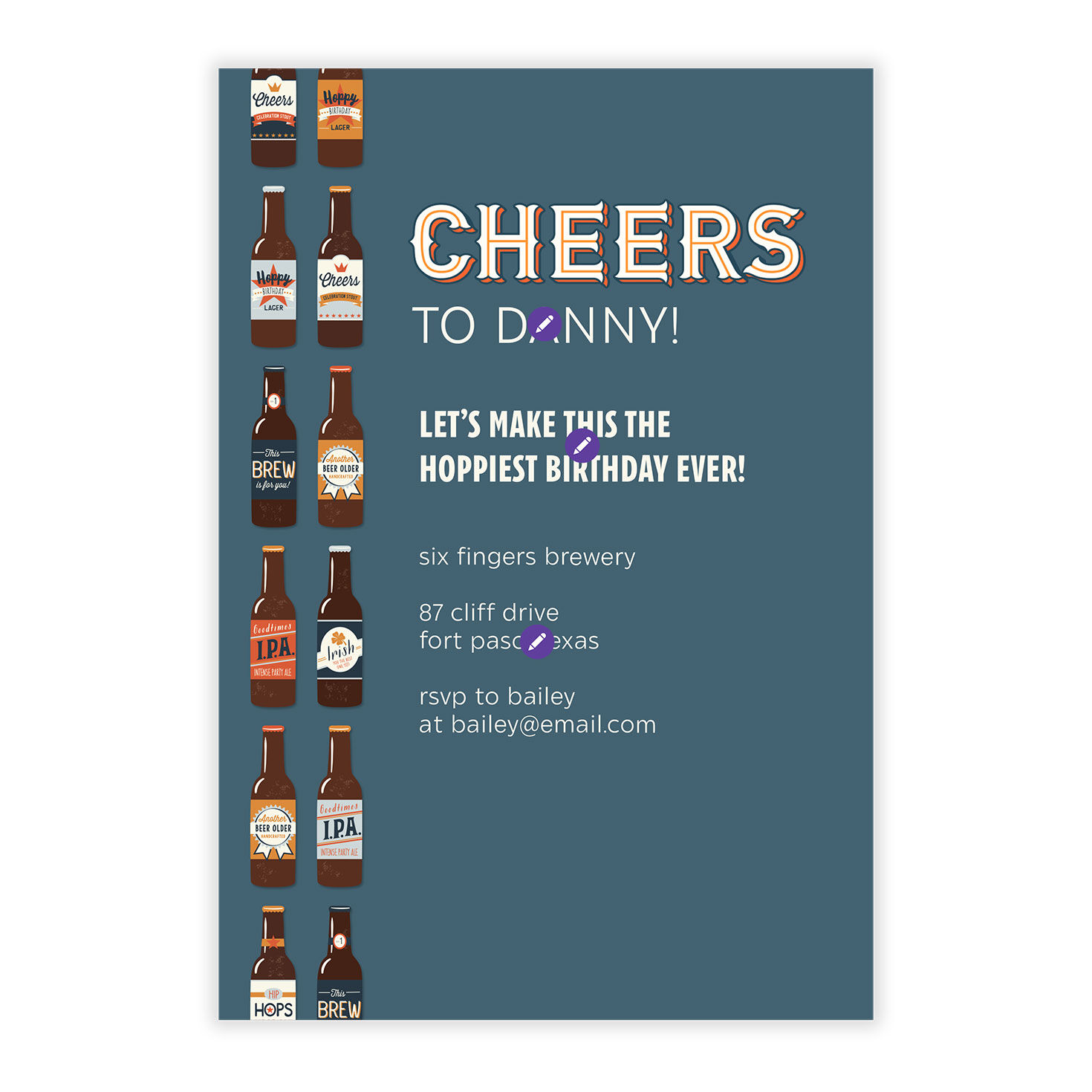 Beer Bottles Border Personalized Party Invitation front image number 5