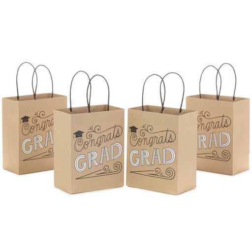 7.8" Congrats Grad 4-Pack Small Gift Bags, 