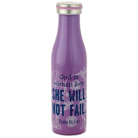 God Is Within Her, She Will Not Fail Stainless Steel Water Bottle, 15 oz., , large