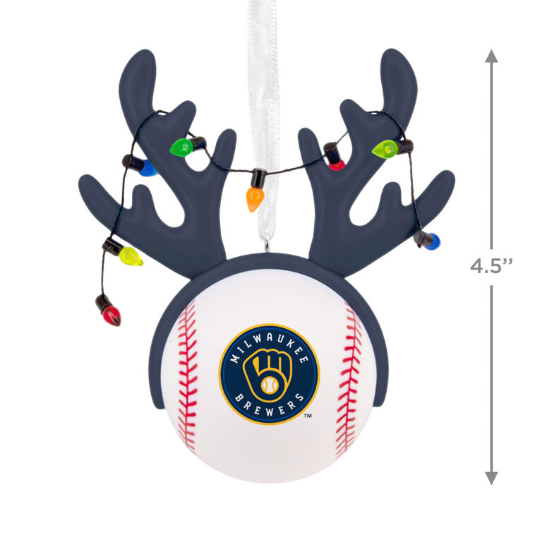 Brewers Reindeer Baseball Christmas Ornament measurement image number 3
