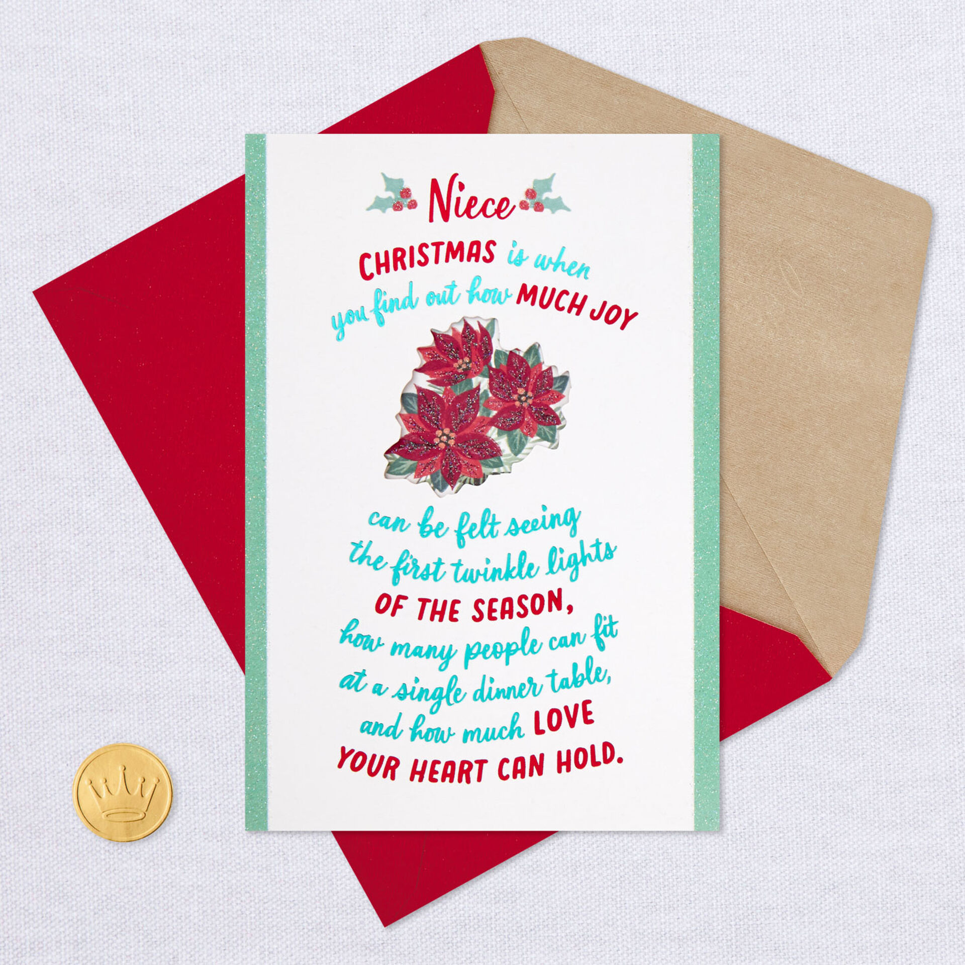 Wishing You Joy and Love Christmas Card for Niece Greeting Cards