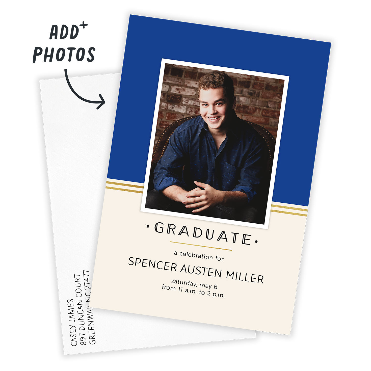 Blue Art Deco Personalized Graduation Invitation  image number 2