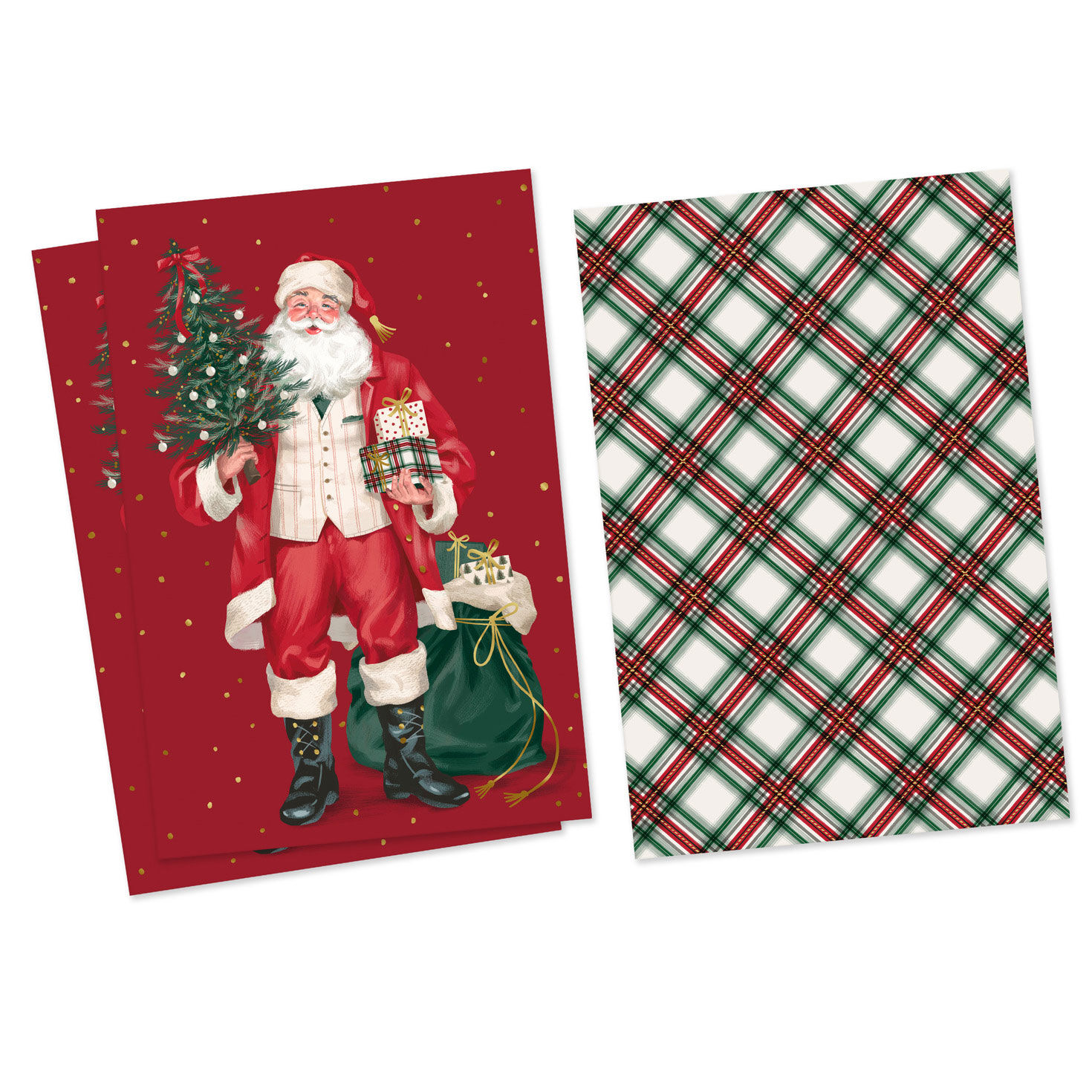 Santa and Plaid 3-Pack Large Christmas Gift Boxes fronts flat image number 7