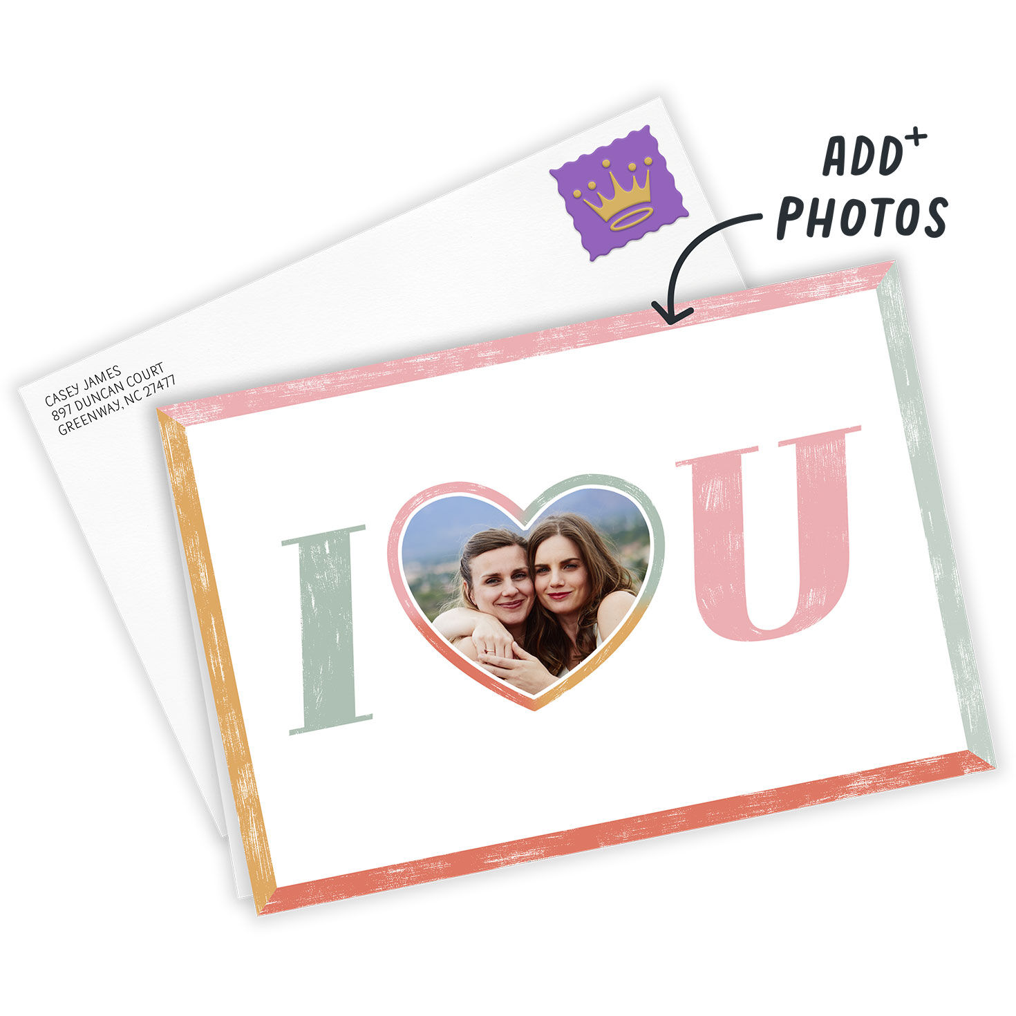 I Photo Heart U Personalized Love Card Card Front indicating personalization image number 2