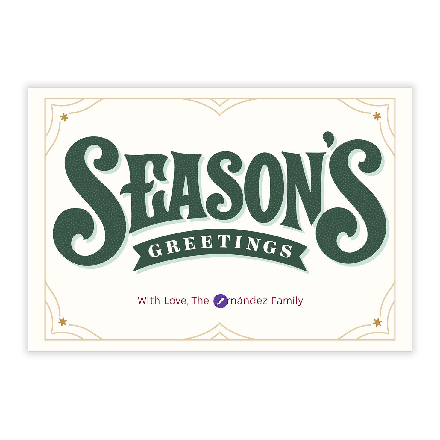 Green Lettering Personalized Holiday Photo Card Card Front indicating personalization image number 5