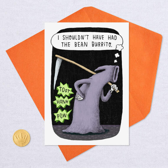 Farting Grim Reaper Funny Halloween Card, , large image number 5
