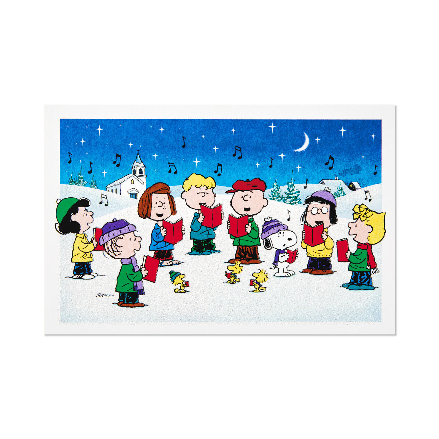 Peanuts® Gang with Snowy Glitter Christmas Cards, Box of 40