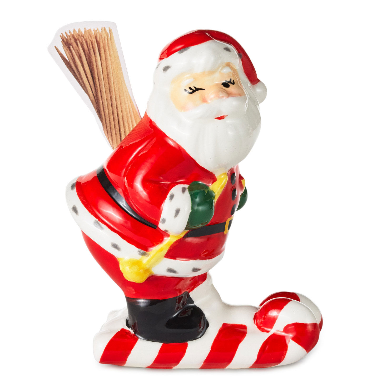Skiing Santa Toothpick Holder