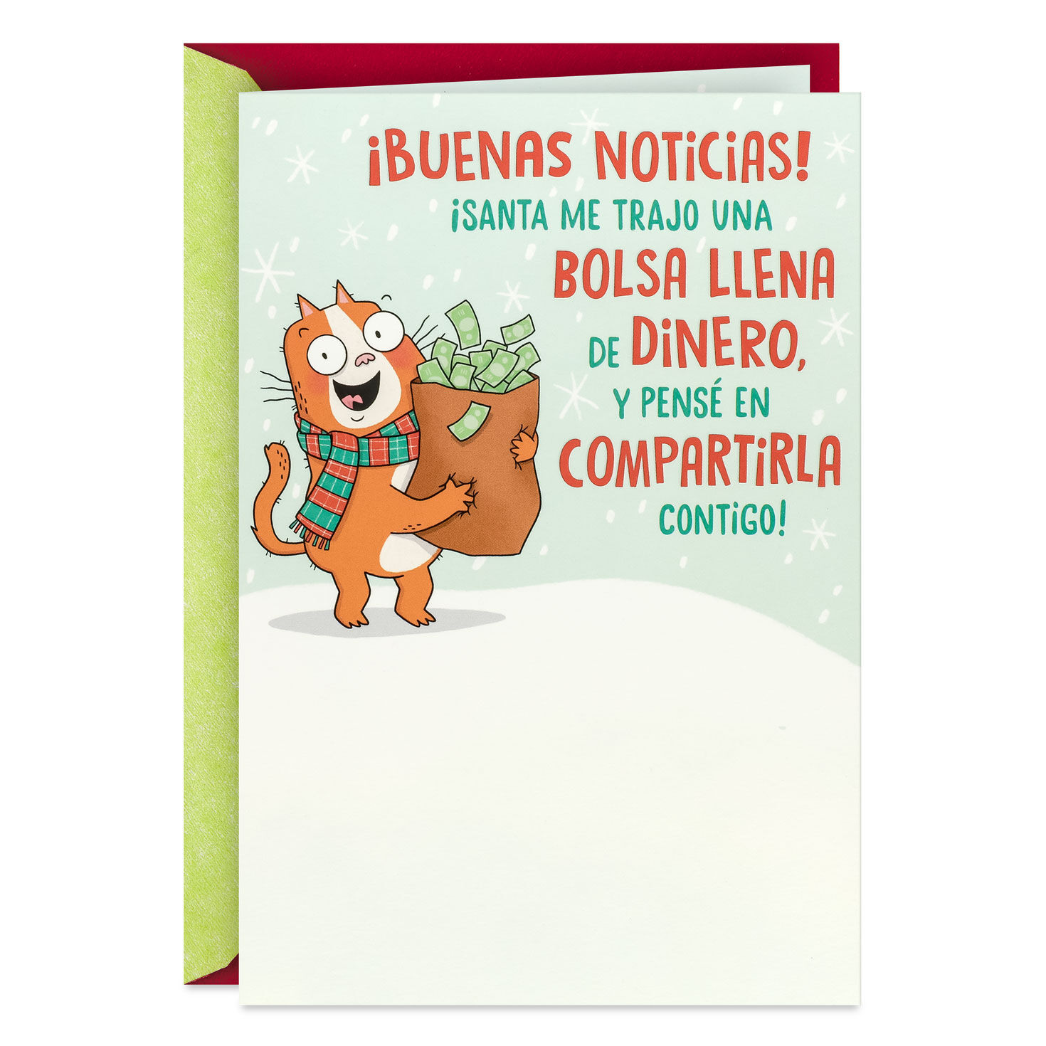 Santa Brought a Bag of Money Funny Spanish-Language Pop-Up Christmas Card