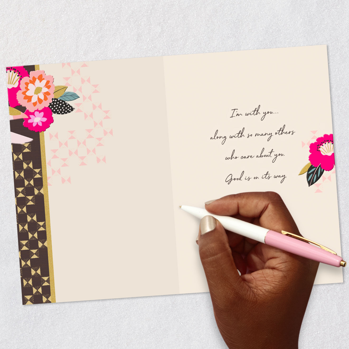 Paper Birds and Flowers Care and Concern Card Signing card image number 6