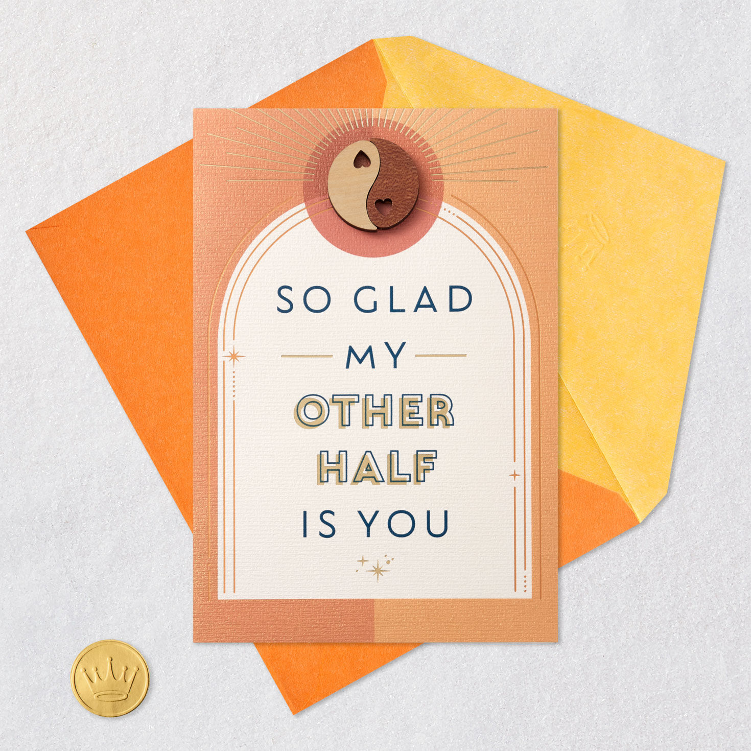My Other Half Romantic Birthday Card With Tokens Card Front with Envelope and Gold Seal image number 6