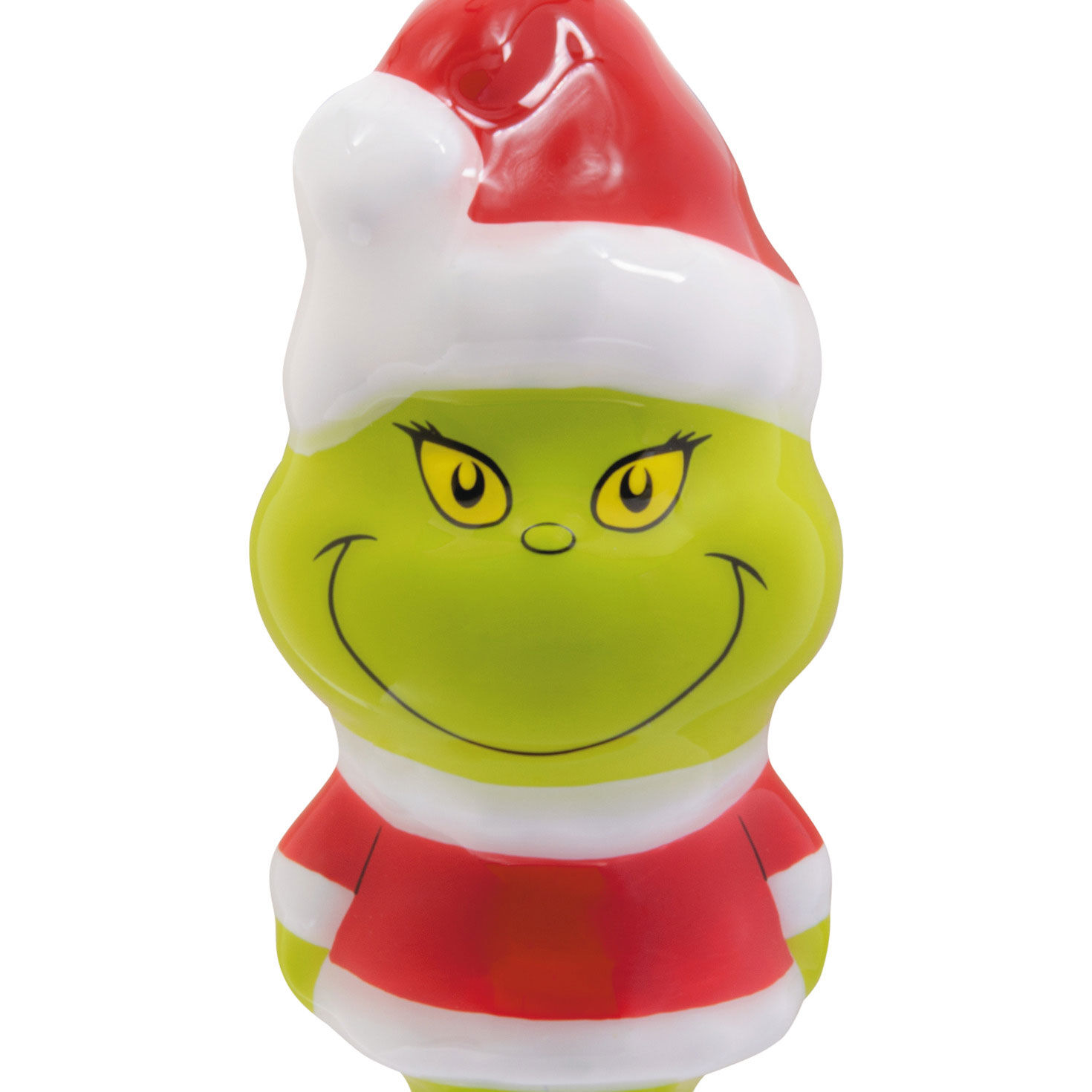 Grinch in Santa Outfit Christmas Ornament closeup view image number 5