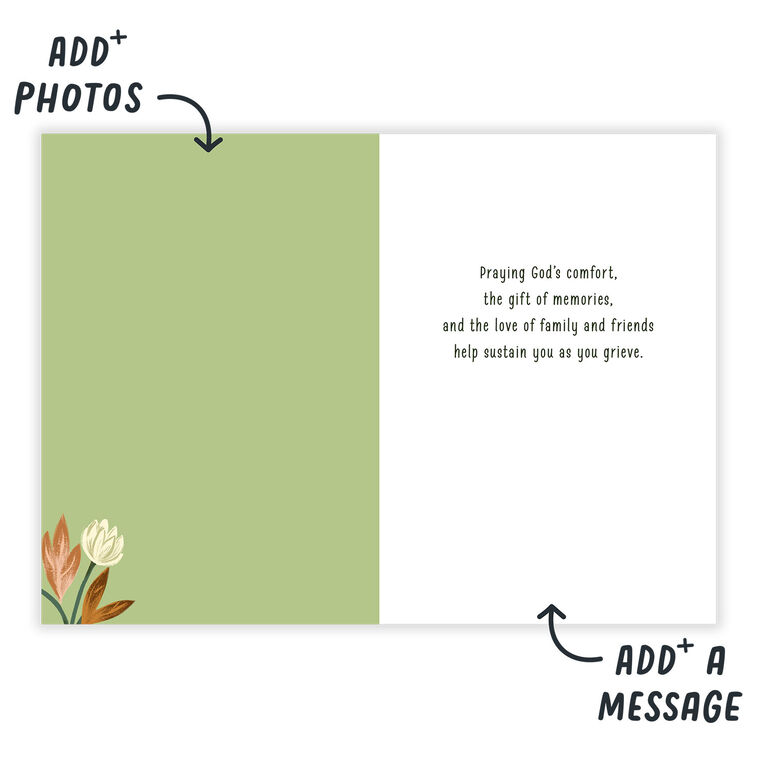 White Flowers on Green Personalized Sympathy Card  image number 3