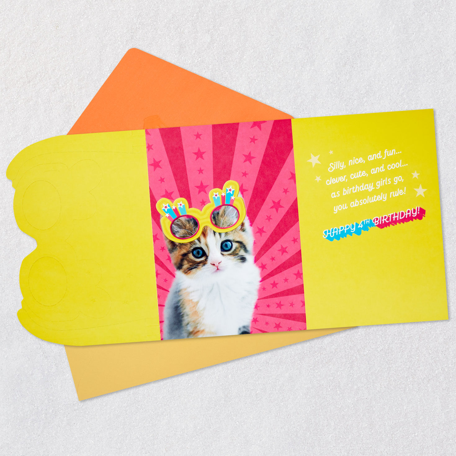 Girl, You Rule 4th Birthday Card With Wearable Sunglasses, , large image number 4