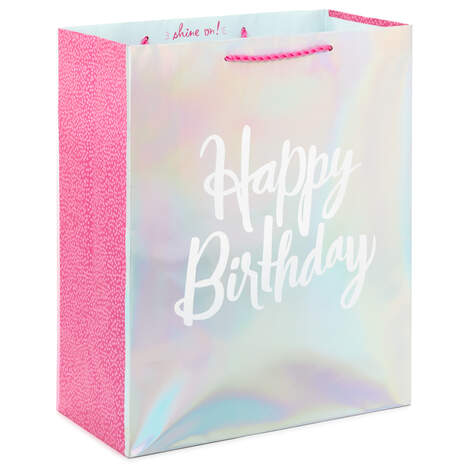 13" Happy Birthday Iridescent Gift Bag, , large
