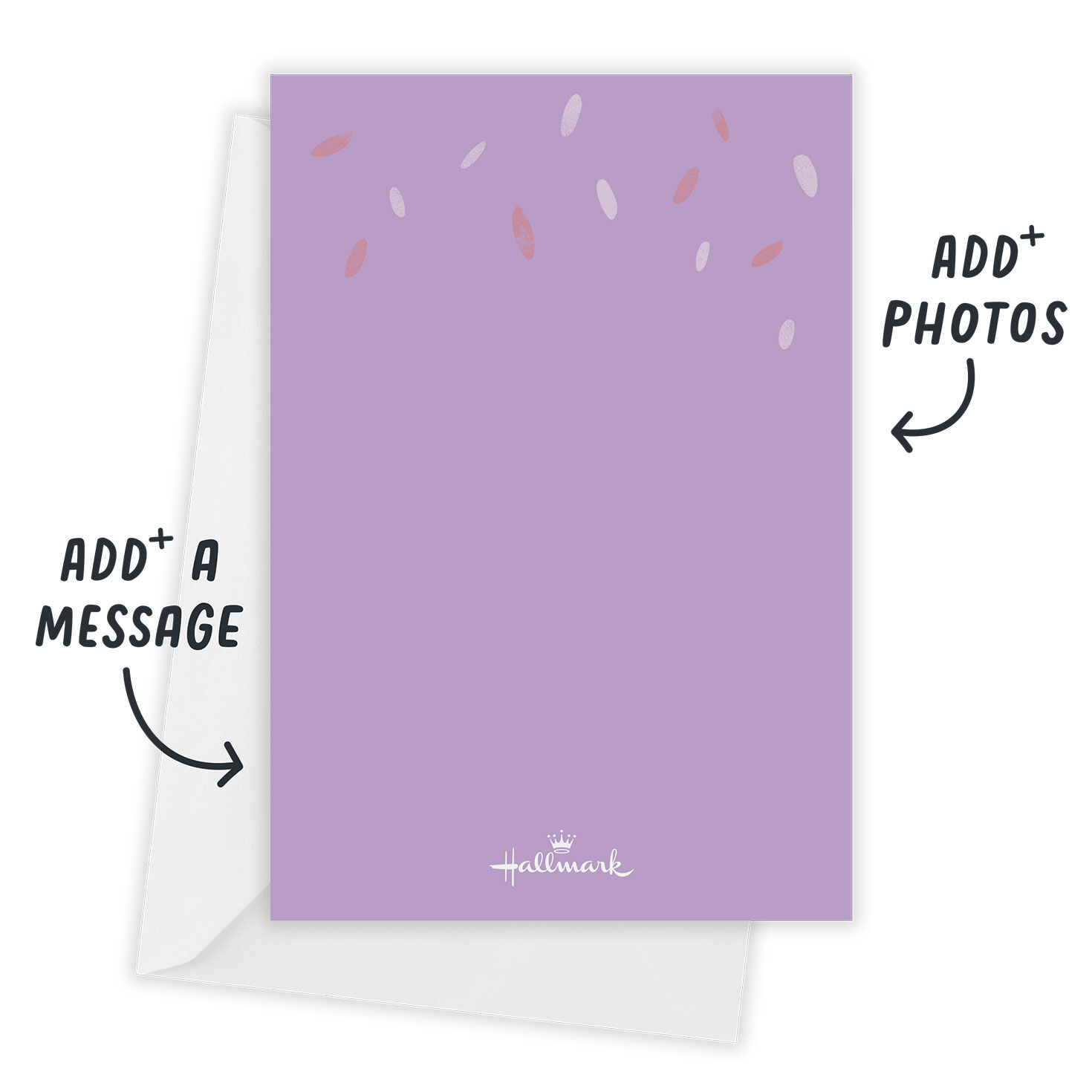 Purple Letters on Orange Personalized Save the Date Card Card back with Envelope indicating personalization image number 3