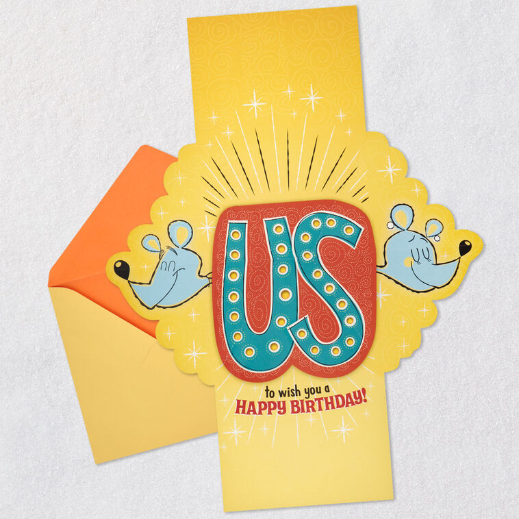 Mouse Couple Funny Pop-Up Birthday Card From Both Open card with envelope image number 2